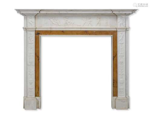 【*】A good George III carved white and Sienna marble chimneyp...