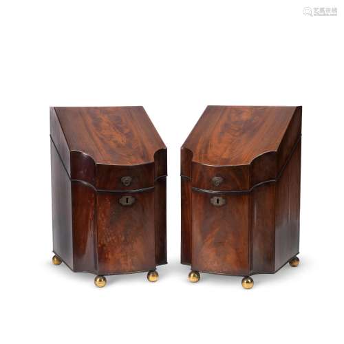 【TP】A pair of George III mahogany and strung knife boxes (2)