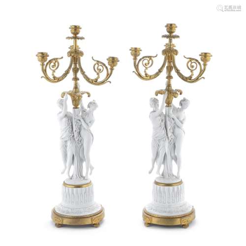【TP】A pair of late 19th/early 20th century French gilt bronz...