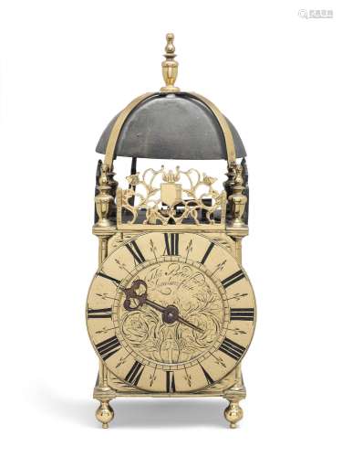 A late 17th century brass winged Lantern Clock  the dial sig...