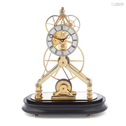 【TP】A modern brass skeleton timepiece with glass dome and st...