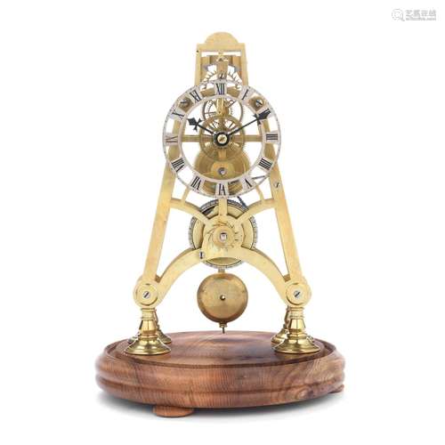 【TP】A late 19th / early 20th century brass skeleton timepiec...