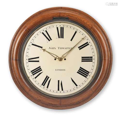 【TP】A large late 19th century oak striking wall clock  the d...