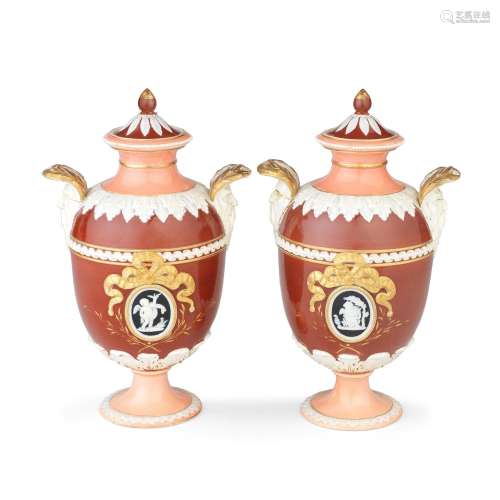 A pair of late 19th century Wedgwood neo-classical revival p...