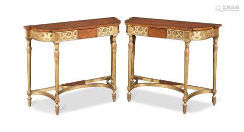 【TP】A pair of late Victorian giltwood, satinwood, tulipwood ...