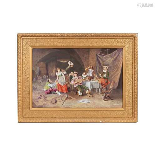 A 19th century French painted porcelain plaque painted by Eu...
