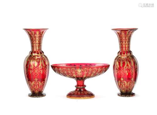 【TP】A pair of large and decorative Continental ruby cut and ...