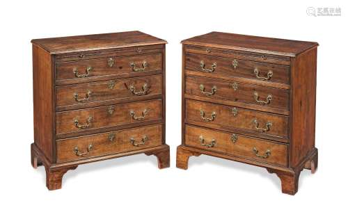【TP】A near pair of mahogany chests of small proportions in t...