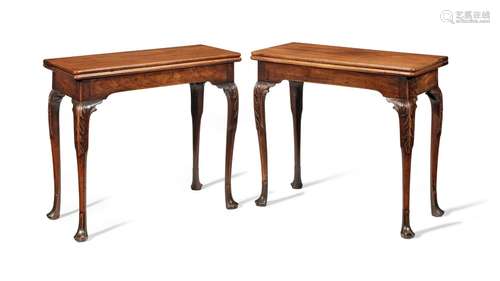 【TP】A pair of 19th century mahogany card tables in the Irish...