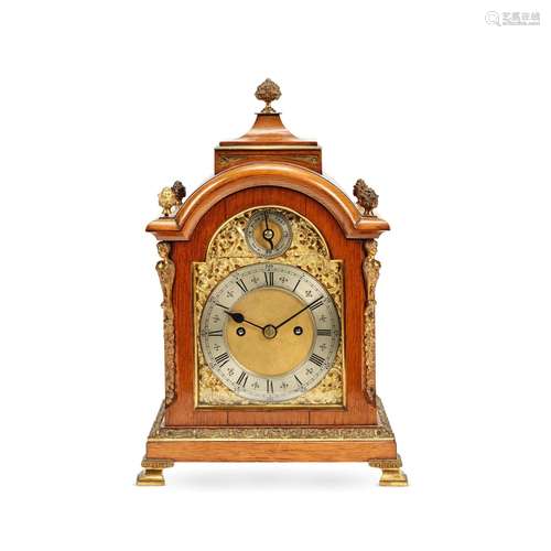 An early 20th century gilt brass mounted oak table clock  in...