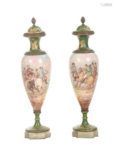 【TP】A pair of late 19th century gilt bronze mounted Sèvres-s...