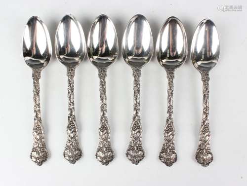 A set of six early Victorian silver Chased Vine pattern dess...
