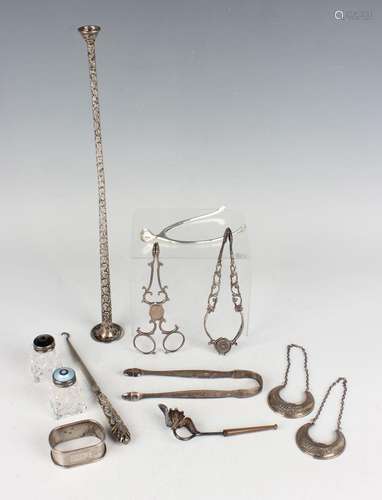 A sterling silver hunting horn, embossed with scrolls, lengt...