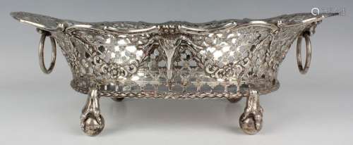 A 19th century Dutch silver basket of flared oval form with ...