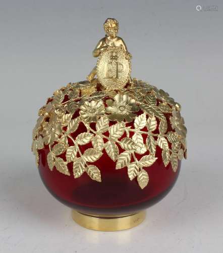 An Elizabeth II Aurum silver gilt and ruby glass Royal Scent...