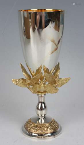 An Elizabeth II Aurum silver and parcel gilt Huguenot goblet...