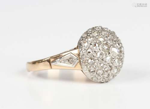 A diamond bombé style ring, mounted with rose cut diamonds b...