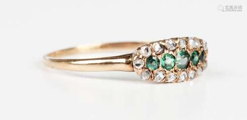An Edwardian gold, diamond and green doublet ring, mounted w...