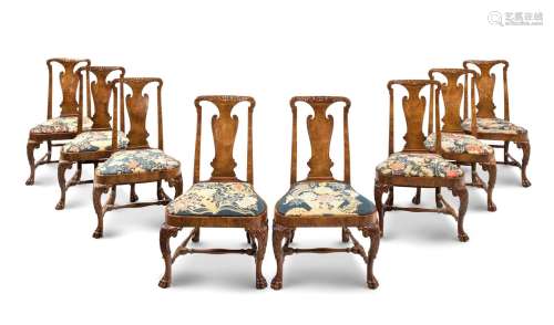 A SET OF EIGHT GEORGE II WALNUT CHAIRS, CIRCA 1730