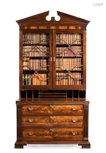 A GEORGE II MAHOGANY SECRÉTAIRE BOOKCASE, IN THE MANNER OF W...