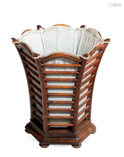 A MAHOGANY WASTE PAPER BASKET, LATE 19TH CENTURY