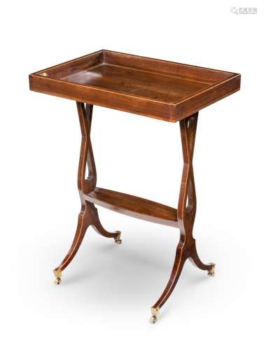 A GEORGE III MAHOGANY AND LINE INLAID VIDE POCHE OR GALLERIE...