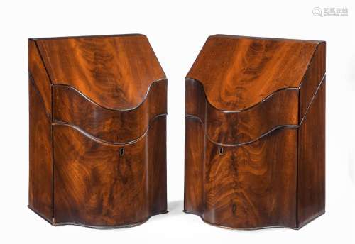 A PAIR OF GEORGE III MAHOGANY KNIFE BOXES, CIRCA 1800