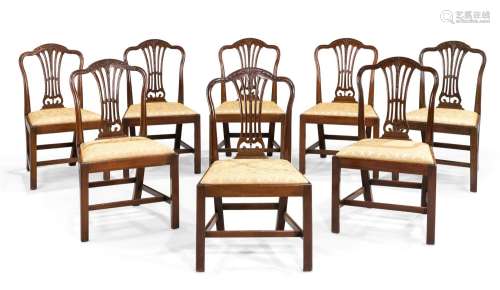 A SET OF EIGHT GEORGE III MAHOGANY DINING CHAIRS, CIRCA 1780