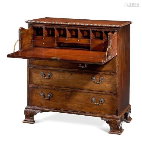 A GEORGE III MAHOGANY SECRETAIRE CHEST OF DRAWERS, CIRCA 177...