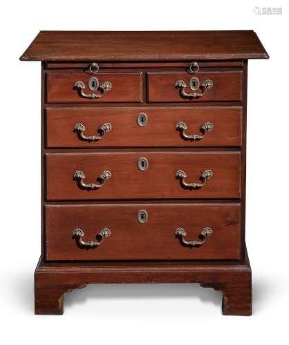 A GEORGE II MAHOGANY CHEST OF DRAWERS, POSSIBLY NORFOLK, MID...