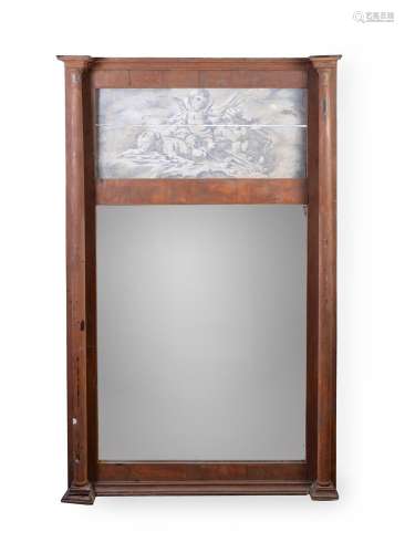 A CONTINENTAL PAINTED PINE MIRROR, MID 19TH CENTURY