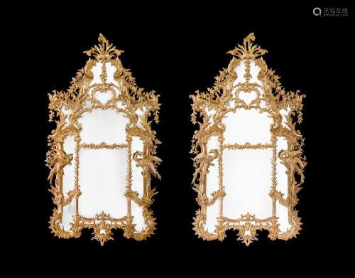 A PAIR OF MONUMENTAL CARVED GILTWOOD PIER MIRRORS, LATE 18TH...