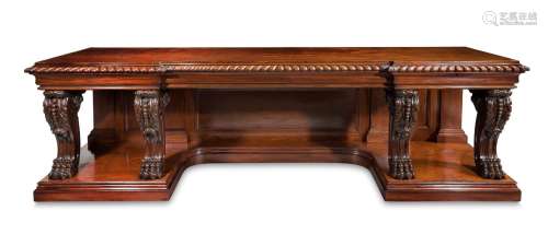 A LARGE GEORGE IV CARVED MAHOGANY SERVING TABLE, CIRCA 1825