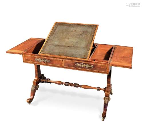 Y A REGENCY ROSEWOOD AND BRASS MOUNTED LIBRARY OR WRITING TA...