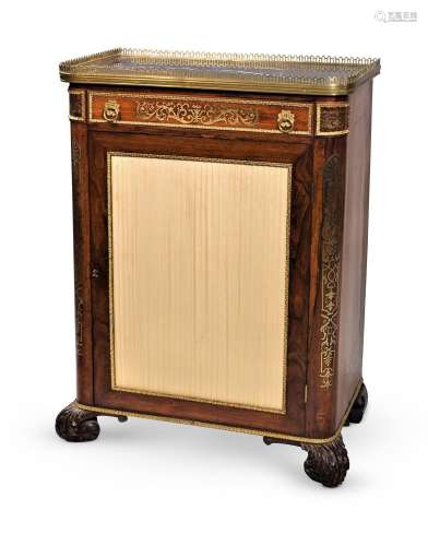 Y A ROSEWOOD, BRASS MARQUETRY AND GILT METAL MOUNTED SIDE CA...