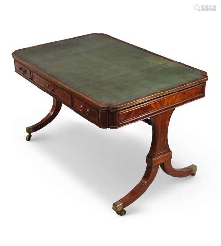 A REGENCY MAHOGANY AND BRASS MOUNTED LIBRARY TABLE, CIRCA 18...