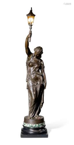 A BRONZED METAL FIGURE OF A NEOCLASSICAL MAIDEN, AFTER JOHN ...