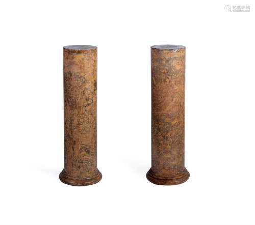 A PAIR OF SCAGLIOLA COLUMNS, PROBABLY ITALIAN, 19TH CENTURY