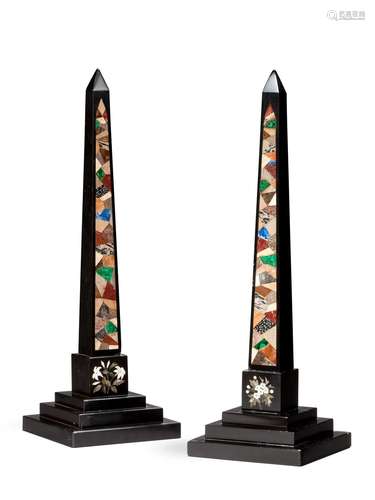 A LARGE PAIR OF ASHBOURNE OBELISKS, 19TH CENTURY