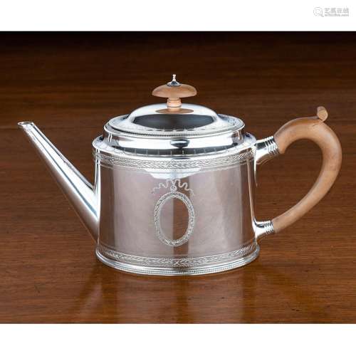 A SILVER TEAPOT OF GEORGE III DESIGN, ASPREY AND CO. LTD., L...