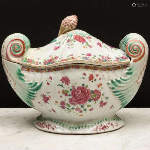Chinese Export Famille Rose Porcelain Rococo Style Soup Ture...