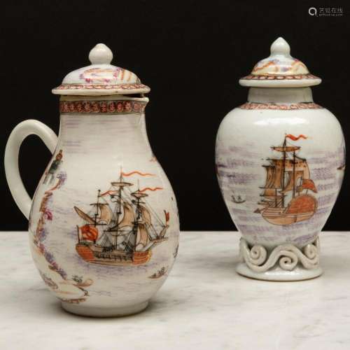 Chinese Export Porcelain Dutch Market Shipping Tea Caddy and...