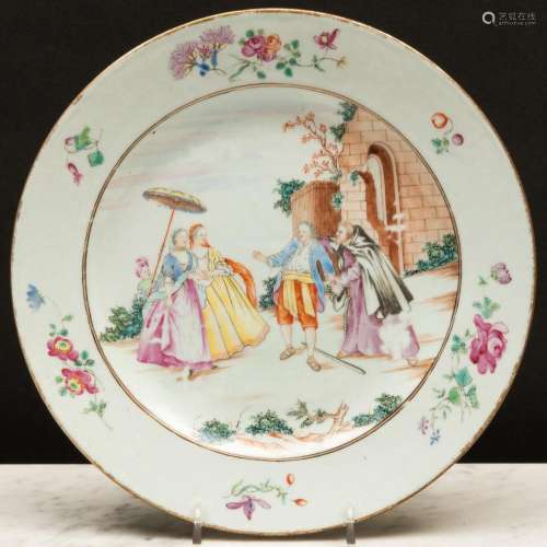 Chinese Export Famille Rose Porcelain Plate After Nicolas La...