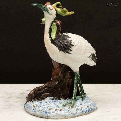 Small Chinese Export Famille Rose Model of a Crane with a Tr...