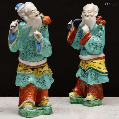 Pair of Chinese Export Famille Verte Porcelain Figures with ...