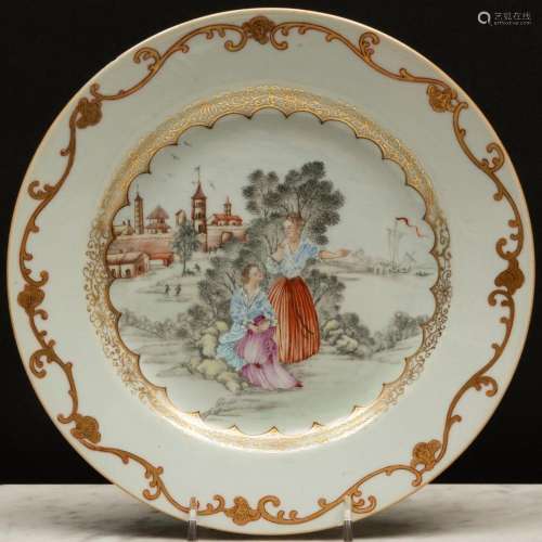 Chinese Export Famille Rose Porcelain  The Sailors Arrival  ...