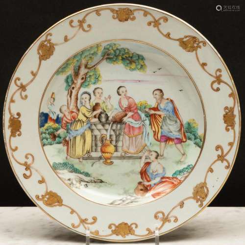 Chinese Export Porcelain Famille Rose  Rebecca at the Well  ...