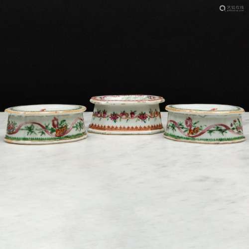 Three Chinese Export Famille Rose Porcelain Trencher Salts