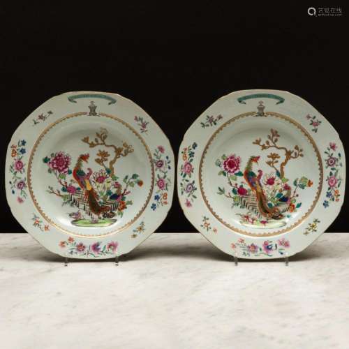 Pair of Chinese Export Porcelain Octagonal Soup Plates With ...