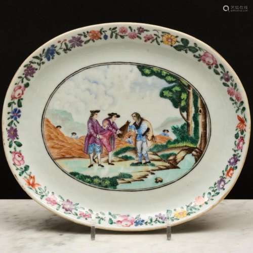 Chinese Export Famille Rose Porcelain Oval Dish of King Ferd...